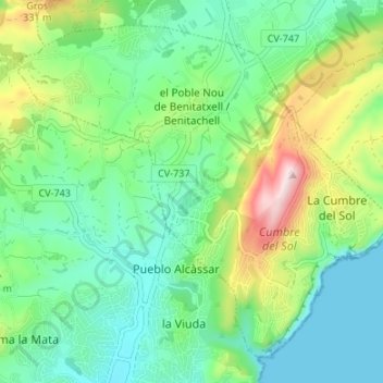 el Poble Nou de Benitatxell / Benitachell topographic map, elevation, terrain