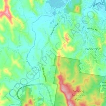 Maudsland topographic map, elevation, terrain