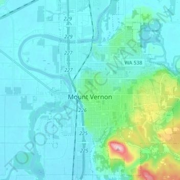 Mount Vernon topographic map, elevation, terrain