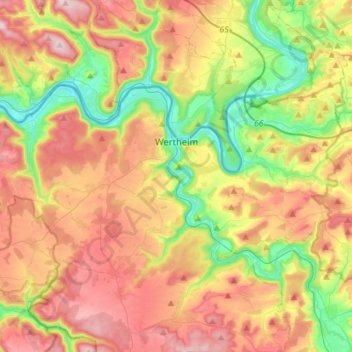 Wertheim topographic map, elevation, terrain