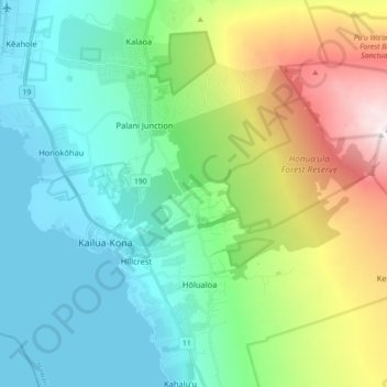 Kailua CDP topographic map, elevation, terrain