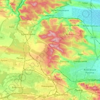 Shevchenkivskyi District topographic map, elevation, terrain