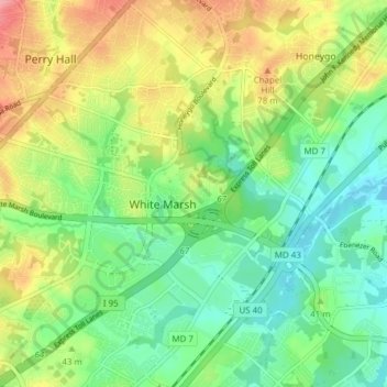 White Marsh topographic map, elevation, terrain