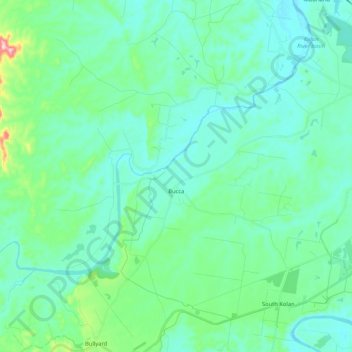 Bucca topographic map, elevation, terrain