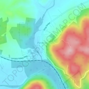 Petersburg topographic map, elevation, terrain