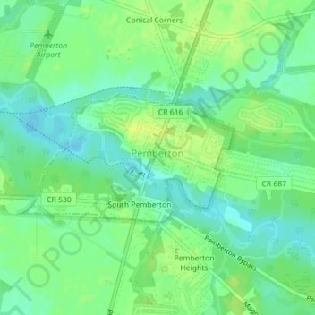 Pemberton topographic map, elevation, terrain