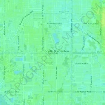 South Bradenton topographic map, elevation, terrain