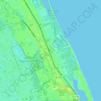 Hobe Sound topographic map, elevation, terrain