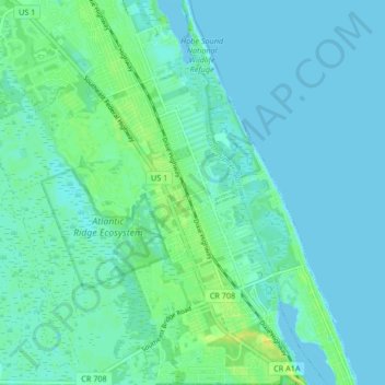 Hobe Sound topographic map, elevation, terrain