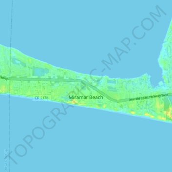 Miramar Beach topographic map, elevation, terrain