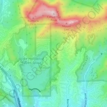 Lake Hollywood Park topographic map, elevation, terrain