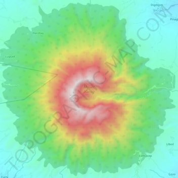 Mount Isarog topographic map, elevation, terrain