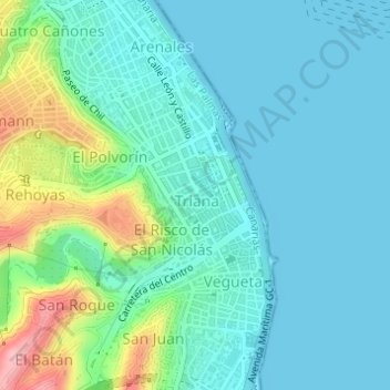 Conjunto Historico Barrio de Triana topographic map, elevation, terrain