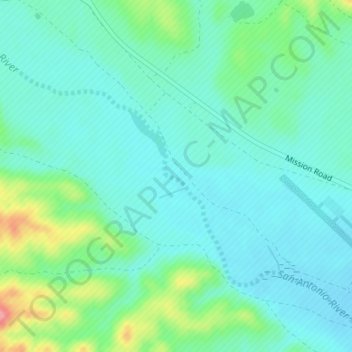 San Antonio River topographic map, elevation, terrain