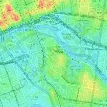 Kings Domain topographic map, elevation, terrain
