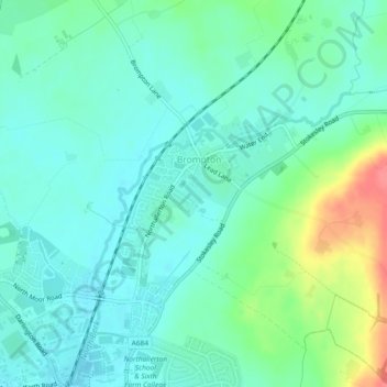 Brompton Beck topographic map, elevation, terrain