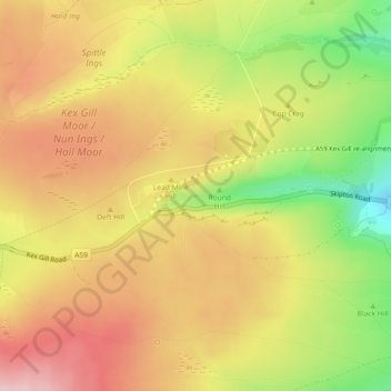Dovestone topographic map, elevation, terrain