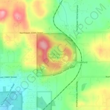 Battle Ground Lake topographic map, elevation, terrain