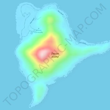 Dauan Island topographic map, elevation, terrain