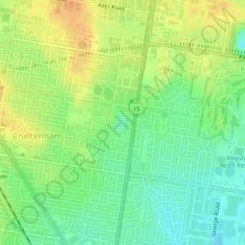 Melbourne Water Retarding Basin topographic map, elevation, terrain
