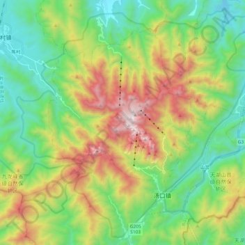 黄山国家风景名胜区 topographic map, elevation, terrain