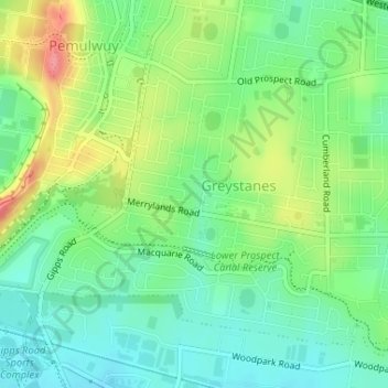 Kippax Street Park topographic map, elevation, terrain