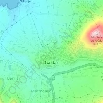 Gáldar topographic map, elevation, terrain