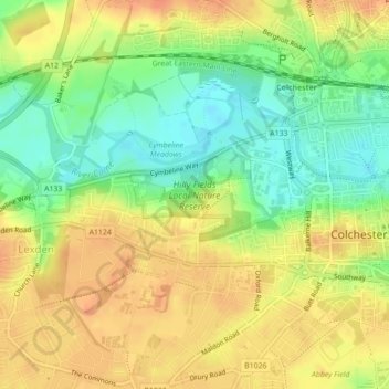 Hilly Fields Local Nature Reserve topographic map, elevation, terrain