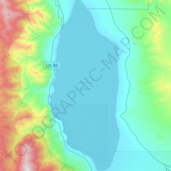 Walker Lake topographic map, elevation, terrain