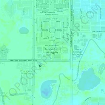 Bandar Baru Permyjaya topographic map, elevation, terrain