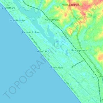 Kadinamkulam topographic map, elevation, terrain