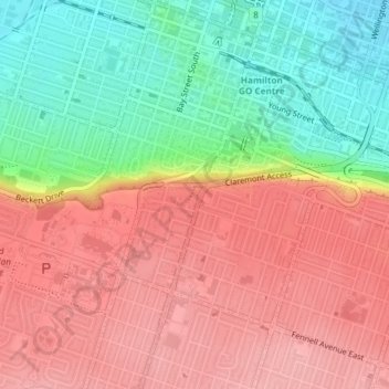 Southam Park topographic map, elevation, terrain