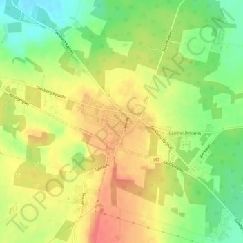 Glesborg topographic map, elevation, terrain