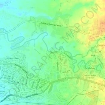Bicol River topographic map, elevation, terrain