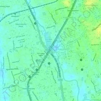 Edapally topographic map, elevation, terrain