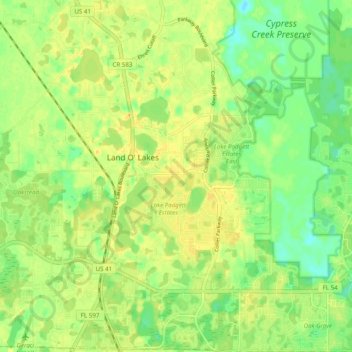 Land O' Lakes topographic map, elevation, terrain