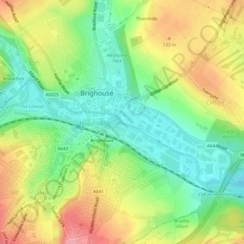 Calder & Hebble Navigation topographic map, elevation, terrain