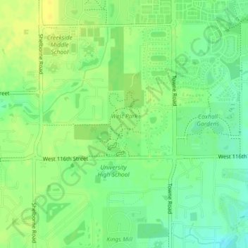 West Park topographic map, elevation, terrain