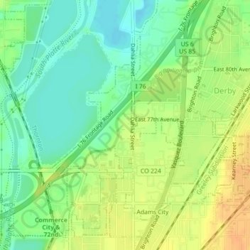 Derby topographic map, elevation, terrain