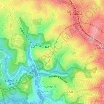 Abingdon Road Reserve topographic map, elevation, terrain
