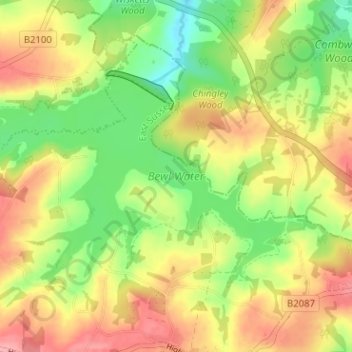 Bewl Water topographic map, elevation, terrain