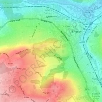 Northcliffe Park topographic map, elevation, terrain