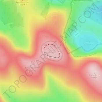 Turlough Hill Reservoir topographic map, elevation, terrain
