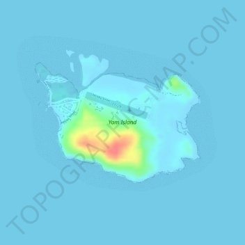 Yam Island topographic map, elevation, terrain