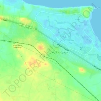 Sidi Abdelrahman topographic map, elevation, terrain