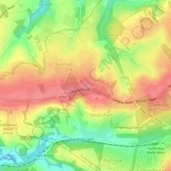 Rusthall Common Cricket Ground topographic map, elevation, terrain