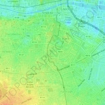 Iveagh Gardens topographic map, elevation, terrain