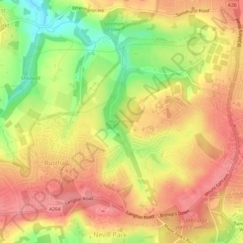 Hurst Wood topographic map, elevation, terrain