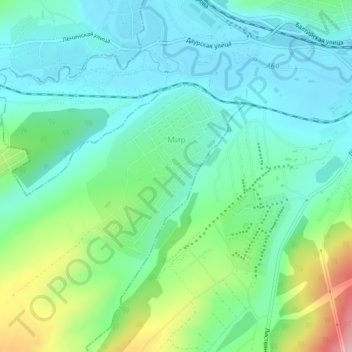 Мир topographic map, elevation, terrain