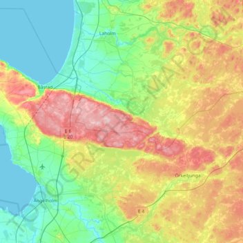 Hallandsåsen topographic map, elevation, terrain